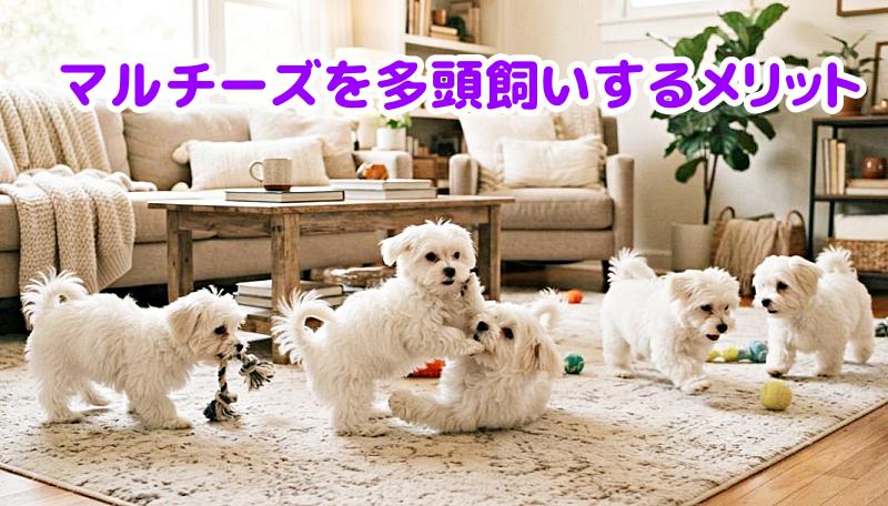 マルチーズを5匹多頭飼いする画像