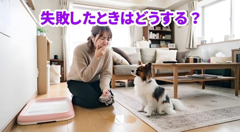 パピヨンがトイレを失敗した様子