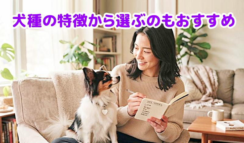 パピヨンの名前を選んでいる女性