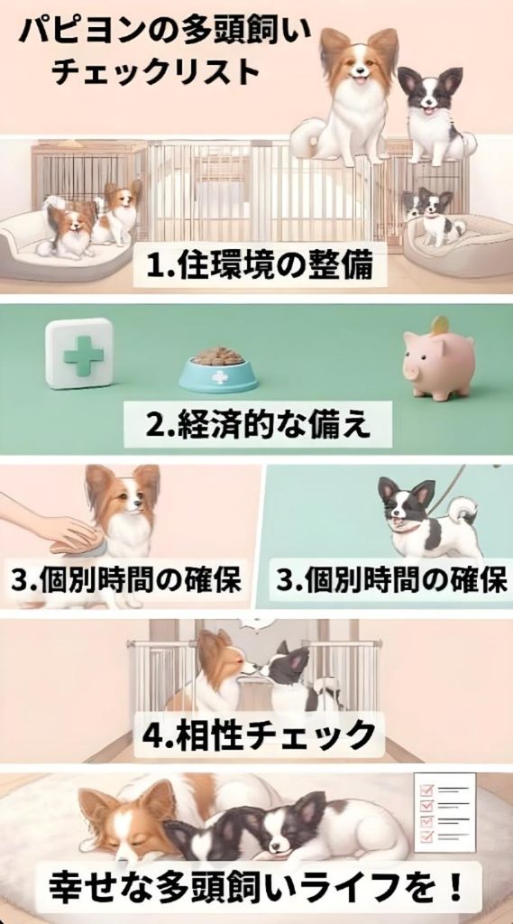 多頭飼いを始める前のチェックリストを示す図解