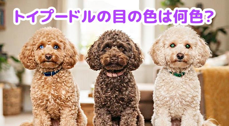 目の色が違うトイプードル3匹の画像