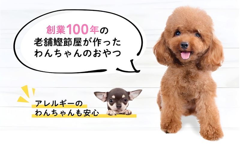 創業100年の老舗鰹節屋が作った犬のおやつ！アレルギーのわんちゃんも安心な商品を紹介する画像