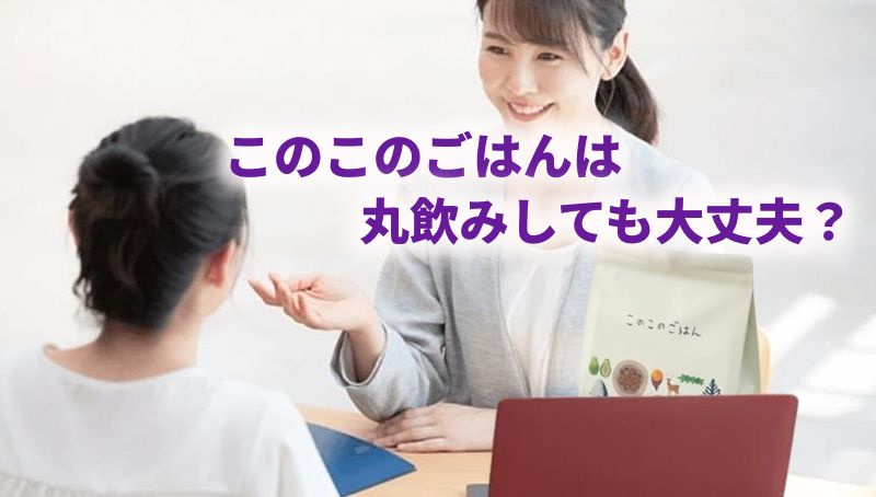 このこのごはんを犬が丸飲みしても大丈夫か・喉づまりのリスクや粒の安全性を解説するイメージ画像